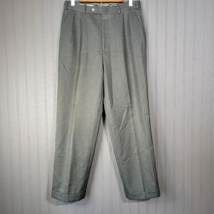 JB Britches Nordstrom Dress Pants Slacks Pleated 100% Wool Green/Gray 32x29